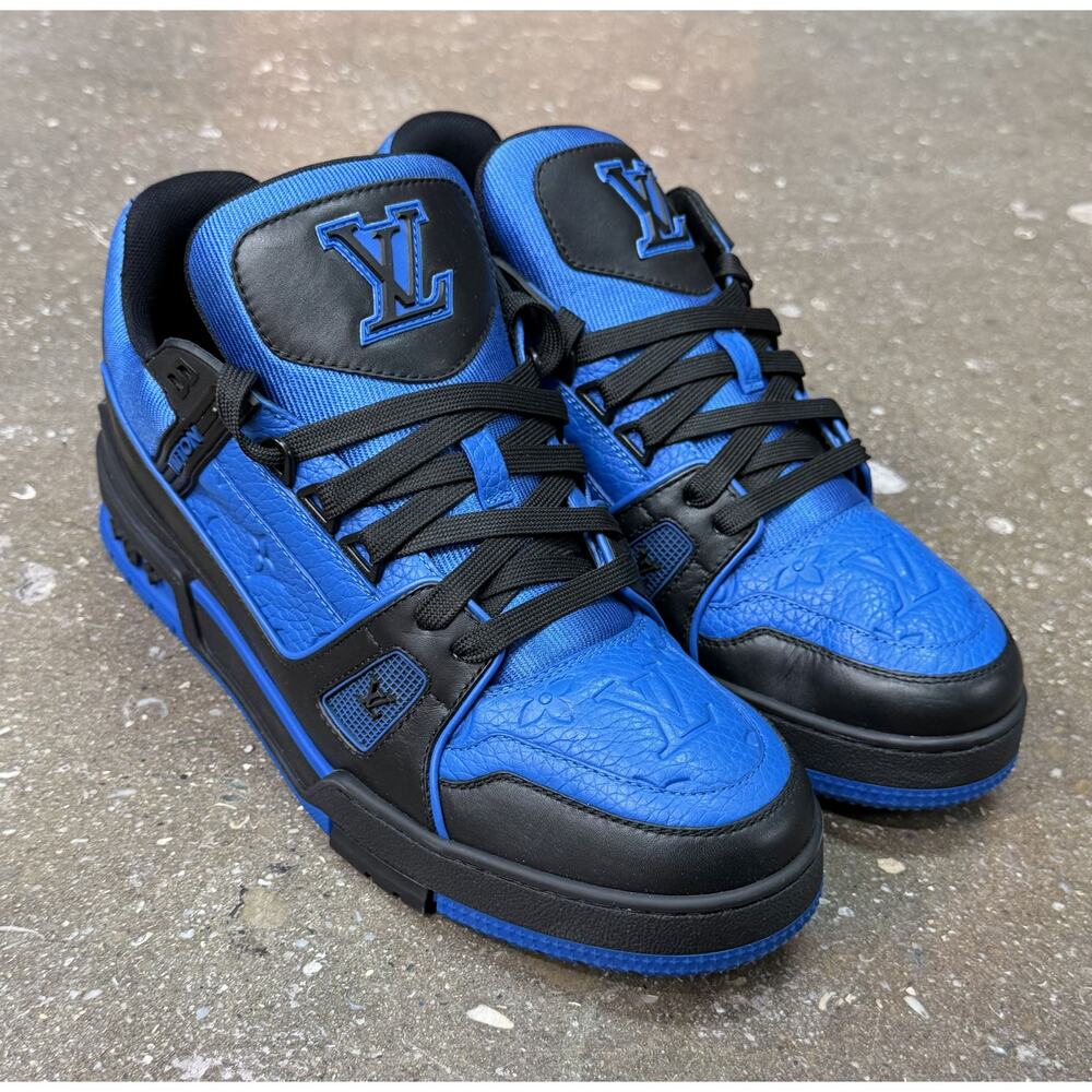 Louis Vuitton Trainer Blue/Black Monogram Sneakers - Picture 4 of 11